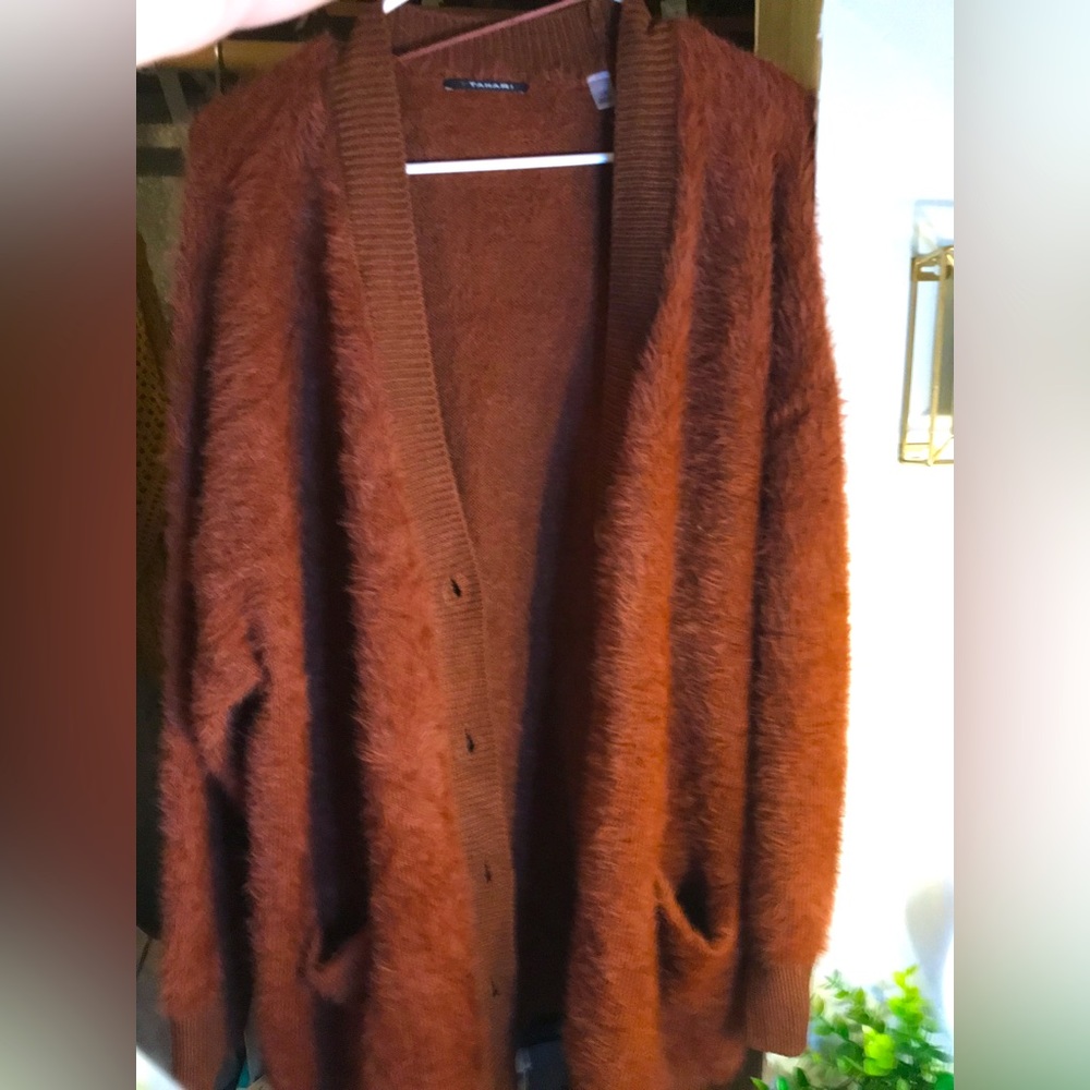 Oversized Red/Brown Mohair Cardigan